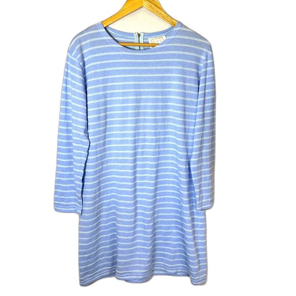 Sail to Sable Blue White Textured Rope Stripe Knit Long Sleeve Dress Size L - Picture 3 of 15